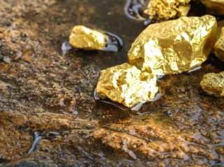 Gold nuggets found in a stream