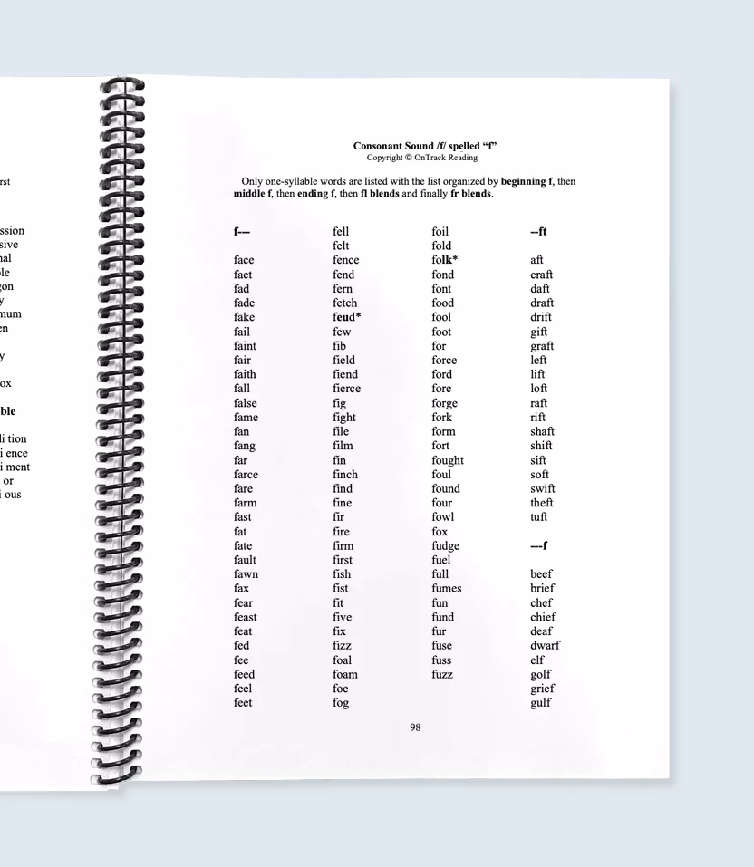 Comprehensive Word Lists | OnTrack Reading